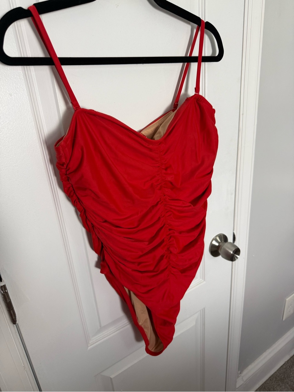 J. Crew Red Ruched One-Piece Swimsuit